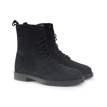 Stivaletto Donna Stringato Alto Camoscio Blu 87C8 NAVY Frau 