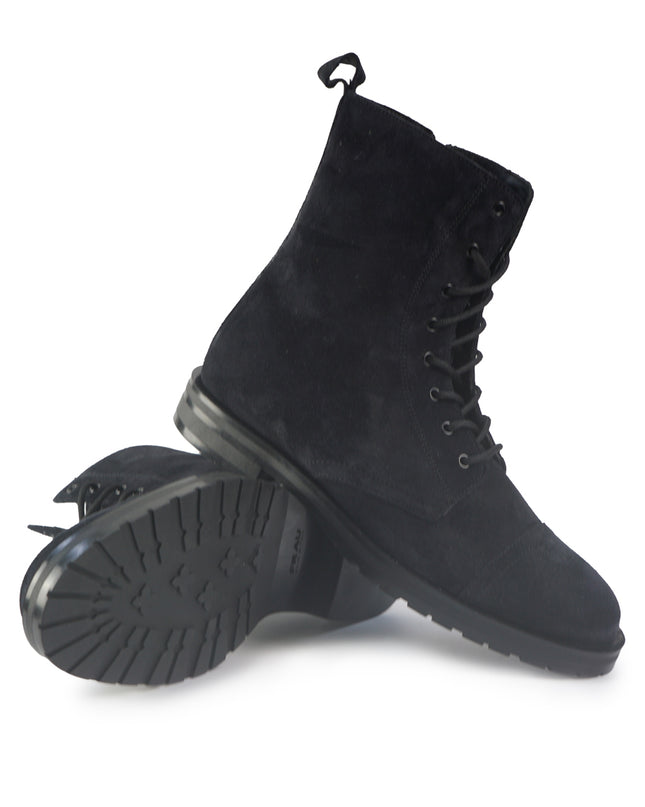 Stivaletto Donna Stringato Alto Camoscio Blu 87C8 NAVY Frau 
