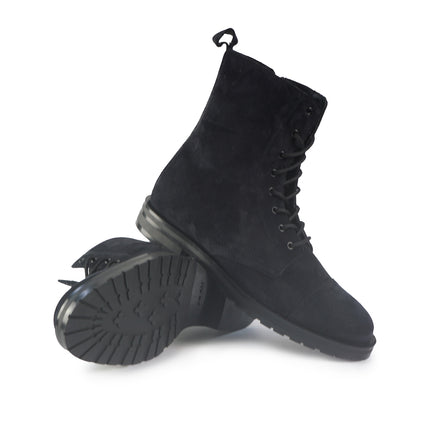 Stivaletto Donna Stringato Alto Camoscio Blu 87C8 NAVY Frau 