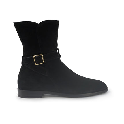 Stivaletti Donna tacco Basso Camoscio Nero 88G6 BLACK Frau 