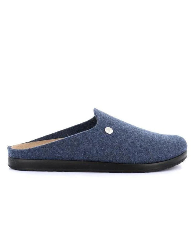 Pantofole Uomo Feltro di Lana Blu CE0251 PONE NAVY Grunland 