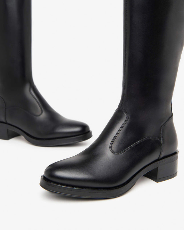 Nero Giardini Stivali Donna Tacco Basso Pelle Nero I411800D NERO 100 Nero Giardini 