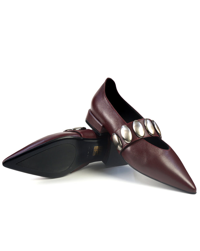 Ballerine Bruno Premi a Punta con Borchie in Pelle Bordo BM0107 CIN ALIA BURGUNDY Bruno Premi 
