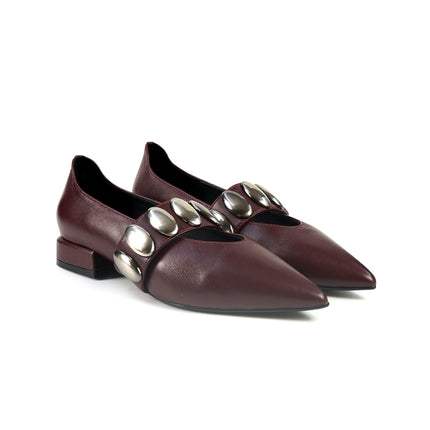 Ballerine Bruno Premi a Punta con Borchie in Pelle Bordo BM0107 CIN ALIA BURGUNDY Bruno Premi 
