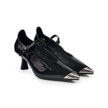Decollete con Cinturino Bruno Premi a Punta in Vernice Nero BM0402 OLI VET BLACK Bruno Premi 