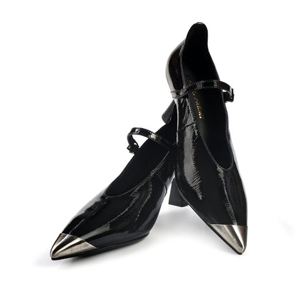 Decollete con Cinturino Bruno Premi a Punta in Vernice Nero BM0402 OLI VET BLACK Bruno Premi 