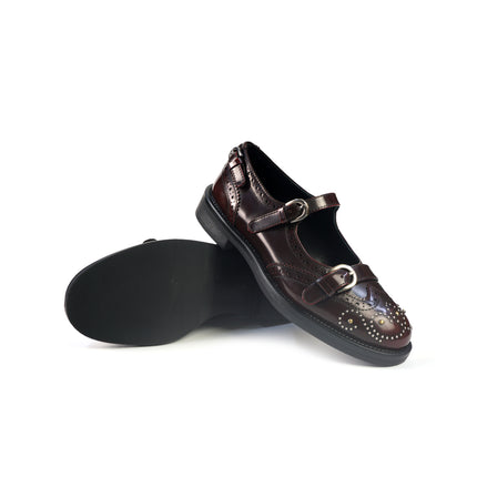 Ballerine Bruno Premi con Cinturini Monogramma e Borchie in Pelle Cherry BM1806 LIV BEA CHERRY Bruno Premi 