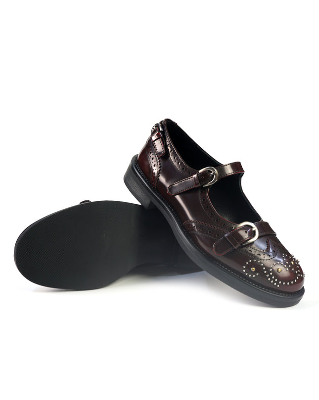 Ballerine Bruno Premi con Cinturini Monogramma e Borchie in Pelle Cherry BM1806 LIV BEA CHERRY Bruno Premi 