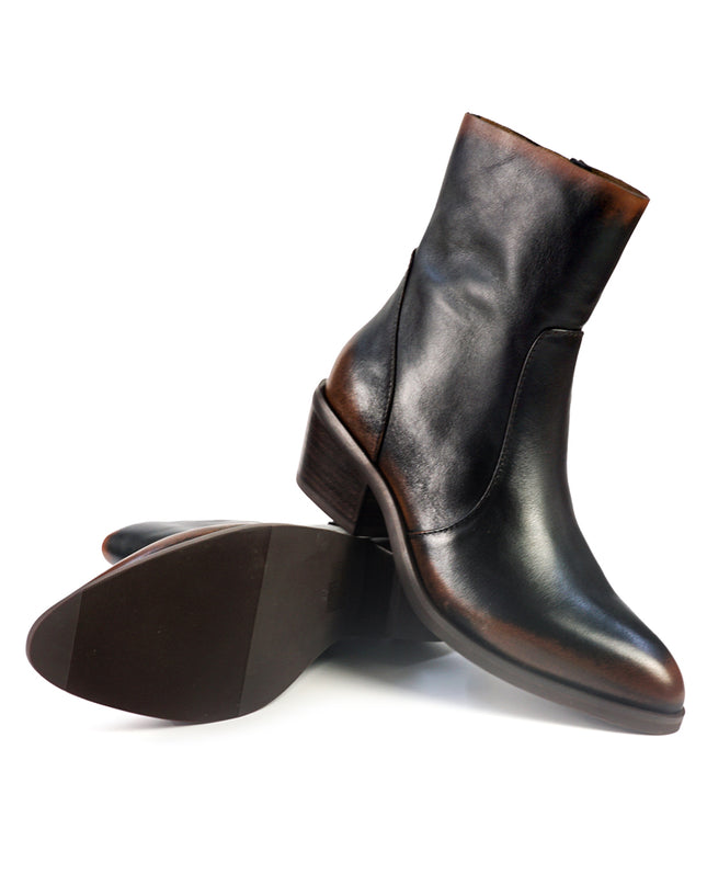 Stivaletti Bruno Premi con Tacco Tex in Pelle Nero Cuoio BM5603 TAE EA CUOIO Bruno Premi 