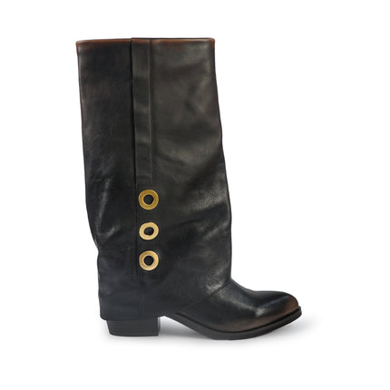 Stivali con Risvolto Bruno Premi Tacco Tex in Pelle Nero Cuoio BM5606 TAE POL CUOIO Bruno Premi 