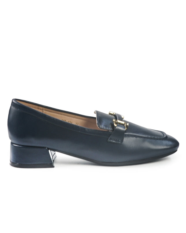 Mocassini Donna con Tacco e Morsetto in Pelle Blu YD05-12A NAVY ClaudV 
