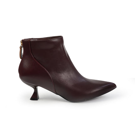 Stivaletti alla Caviglia Donna Tacco Rocchetto in Pelle Bordeaux YH13-01A BORDO ClaudV 