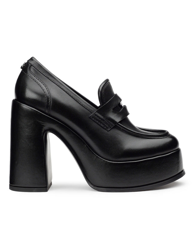 Mocassini Cult Donna con Tacco e Plateau in Pelle Nero CLW4101 BJORK BLACK Cult 