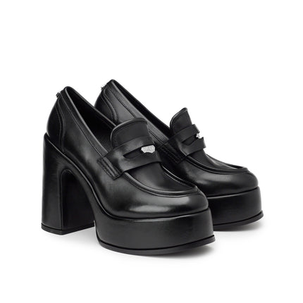 Mocassini Cult Donna con Tacco e Plateau in Pelle Nero CLW4101 BJORK BLACK Cult 