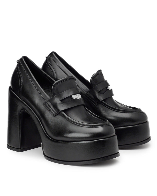 Mocassini Cult Donna con Tacco e Plateau in Pelle Nero CLW4101 BJORK BLACK Cult 
