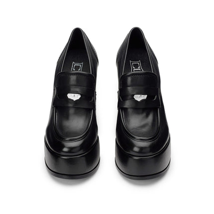 Mocassini Cult Donna con Tacco e Plateau in Pelle Nero CLW4101 BJORK BLACK Cult 