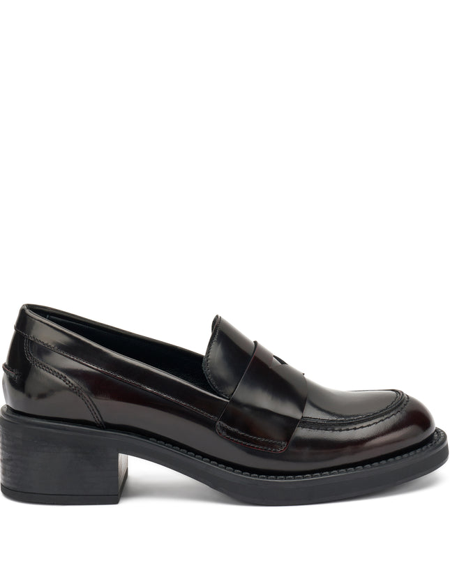 Frau Mocassini Donna con Tacco in Pelle Bordo 82U1 BRUSH BORDO Frau 