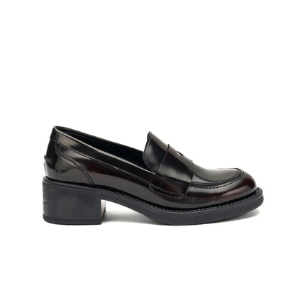 Frau Mocassini Donna con Tacco in Pelle Tortora 82U1 BRUSH TORTORA Frau 