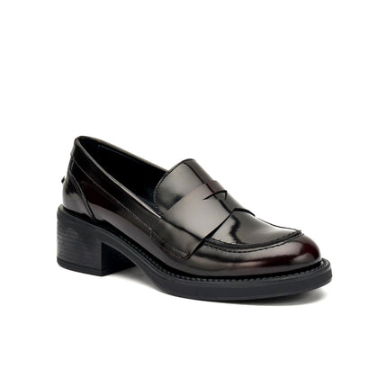 Frau Mocassini Donna con Tacco in Pelle Tortora 82U1 BRUSH TORTORA Frau 