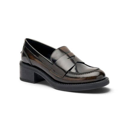 Frau Mocassini Donna con Tacco in Pelle Tortora 82U1 BRUSH TORTORA Frau 