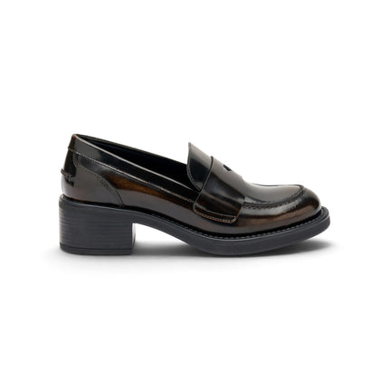 Frau Mocassini Donna con Tacco in Pelle Tortora 82U1 BRUSH TORTORA Frau 