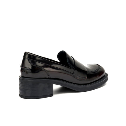Frau Mocassini Donna con Tacco in Pelle Tortora 82U1 BRUSH TORTORA Frau 