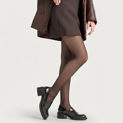Frau Mocassini Donna con Tacco in Pelle Tortora 82U1 BRUSH TORTORA Frau 