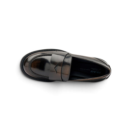 Frau Mocassini Donna con Tacco in Pelle Tortora 82U1 BRUSH TORTORA Frau 