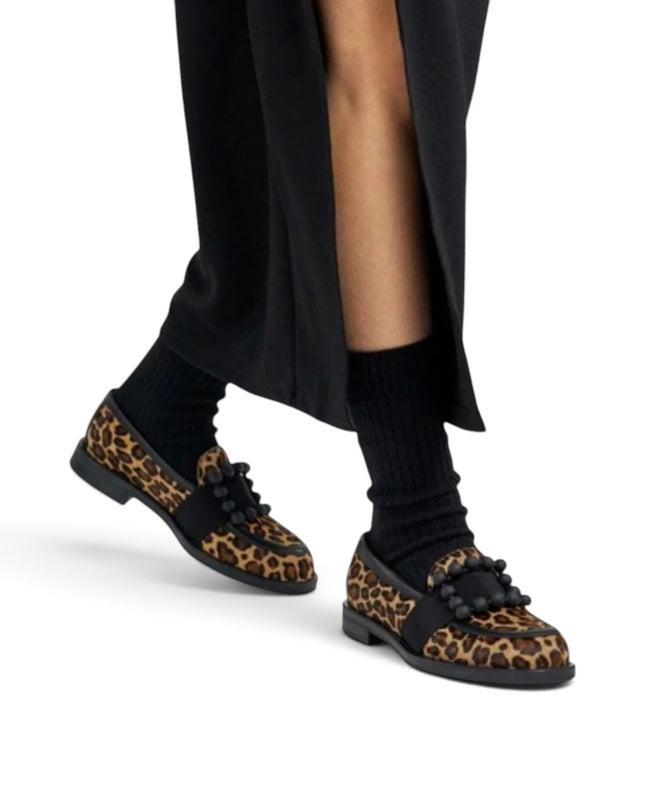 Mocassini Frau Donna in Pelle Leopardo Animalier con Fibbia 90E3 VELVET LEO Frau 