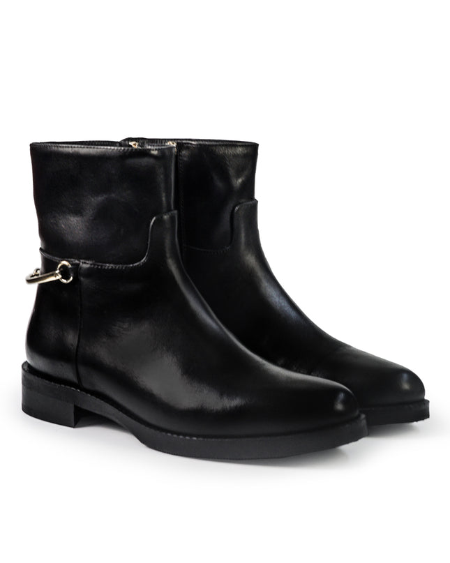 Gianni Crasto Stivaletti Donna Tacco Basso con Sperone in Pelle Nero 2073 BLACK Gianni Crasto 