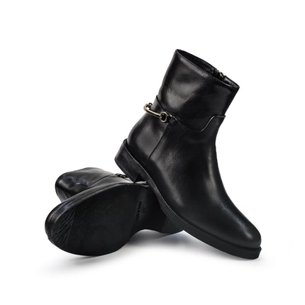 Gianni Crasto Stivaletti Donna Tacco Basso con Sperone in Pelle Nero 2073 BLACK Gianni Crasto 