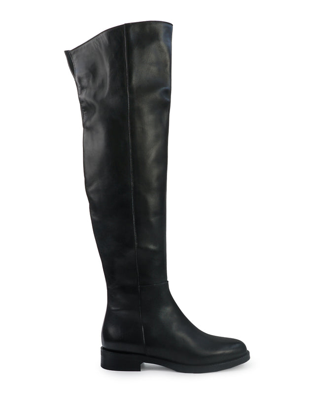 Gianni Crasto Stivale Donna in Pelle Nera con Tacco Basso e Gambale Alto Sopra il Ginocchio 2074 BLACK Gianni Crasto 