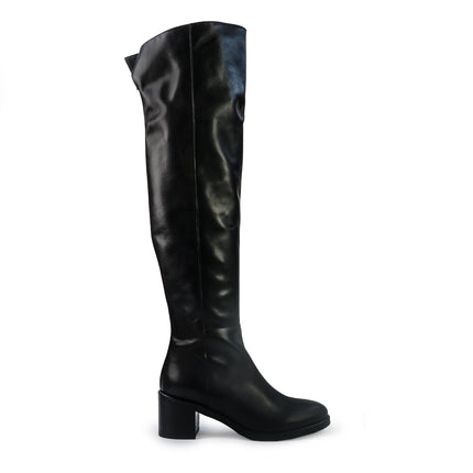 Gianni Crasto Stivale Donna in Pelle Nera con Tacco Medio e Gambale Alto Sopra il Ginocchio 2530G BLACK Gianni Crasto 