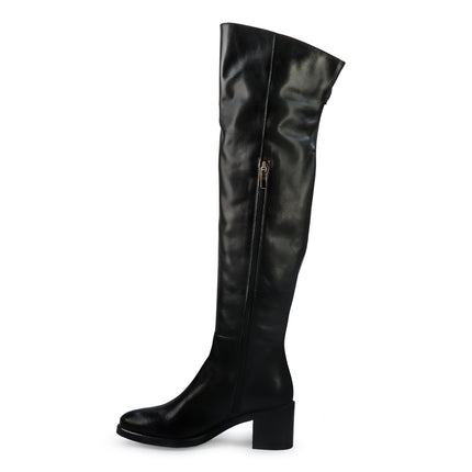 Gianni Crasto Stivale Donna in Pelle Nera con Tacco Medio e Gambale Alto Sopra il Ginocchio 2530G BLACK Gianni Crasto 