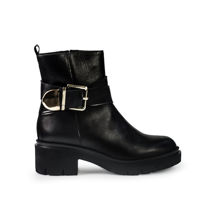 Gianni Crasto Stivaletto Donna in Pelle Nera con Tacco Medio e Fibbia 7021 BLACK Gianni Crasto 
