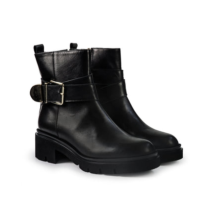 Gianni Crasto Stivaletto Donna in Pelle Nera con Tacco Medio e Fibbia 7021 BLACK Gianni Crasto 