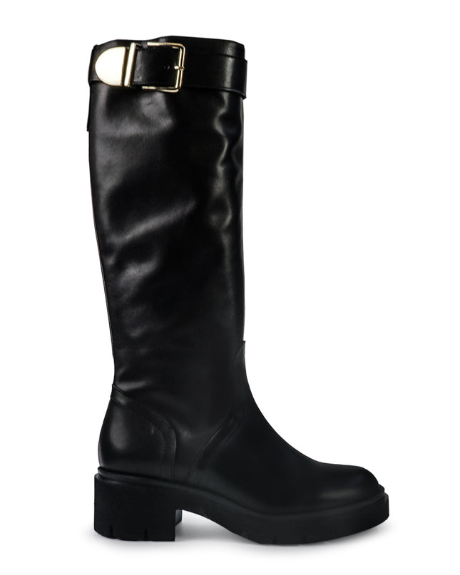 Gianni Crasto Stivale Donna in Pelle Nera con Tacco Medio e Fibbia 7022 BLACK Gianni Crasto 