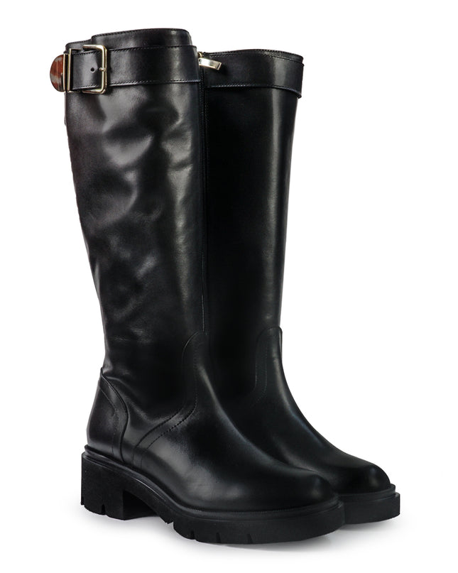 Gianni Crasto Stivale Donna in Pelle Nera con Tacco Medio e Fibbia 7022 BLACK Gianni Crasto 
