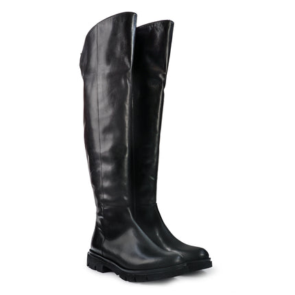 Gianni Crasto Stivale Donna in Pelle Nera con Tacco Medio e Gambale Alto Sopra il Ginocchio 7695 BLACK Gianni Crasto 