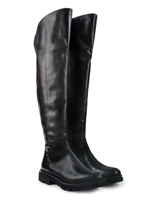 Gianni Crasto Stivale Donna in Pelle Nera con Tacco Medio e Gambale Alto Sopra il Ginocchio 7695 BLACK Gianni Crasto 