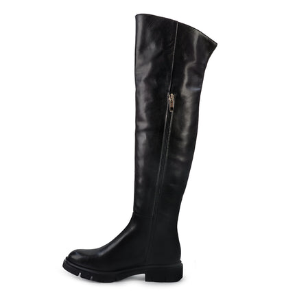 Gianni Crasto Stivale Donna in Pelle Nera con Tacco Medio e Gambale Alto Sopra il Ginocchio 7695 BLACK Gianni Crasto 