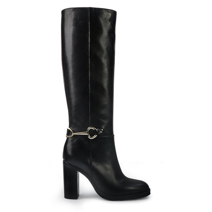 Gianni Crasto Stivale Donna in Pelle Nera con Tacco Alto e Sperone 8571 BLACK Gianni Crasto 