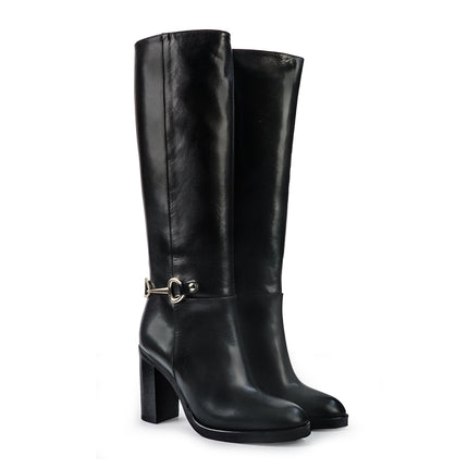 Gianni Crasto Stivale Donna in Pelle Nera con Tacco Alto e Sperone 8571 BLACK Gianni Crasto 