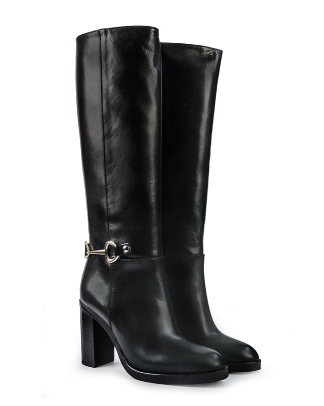 Gianni Crasto Stivale Donna in Pelle Nera con Tacco Alto e Sperone 8571 BLACK Gianni Crasto 