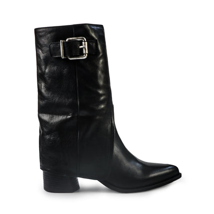 Gianni Crasto Stivale Donna con Risvolto in Pelle Nera con Tacco Medio 8696 BLACK Gianni Crasto 