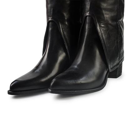 Gianni Crasto Stivale Donna con Risvolto in Pelle Nera con Tacco Medio 8696 BLACK Gianni Crasto 