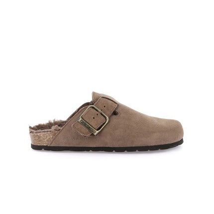 Grunland Pantofola Sabot Donna in Camoscio Tortora con Fodera Peluche CB2000 SARA TORTORA Grunland 