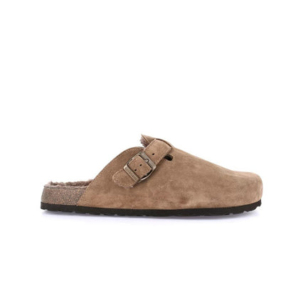 Grunland Pantofola Sabot Uomo in Camoscio Taupe con Fodera Peluche CB2247 BOBO TAUPE Grunland 