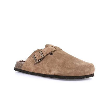 Grunland Pantofola Sabot Uomo in Camoscio Taupe con Fodera Peluche CB2247 BOBO TAUPE Grunland 