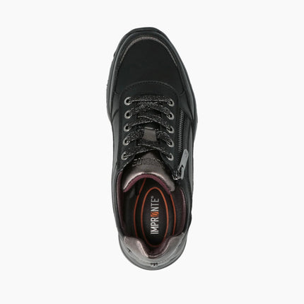 Impronte Sneakers Donna Lacci e Zip in Pelle Nero BARENA ZIP BLACK Impronte 